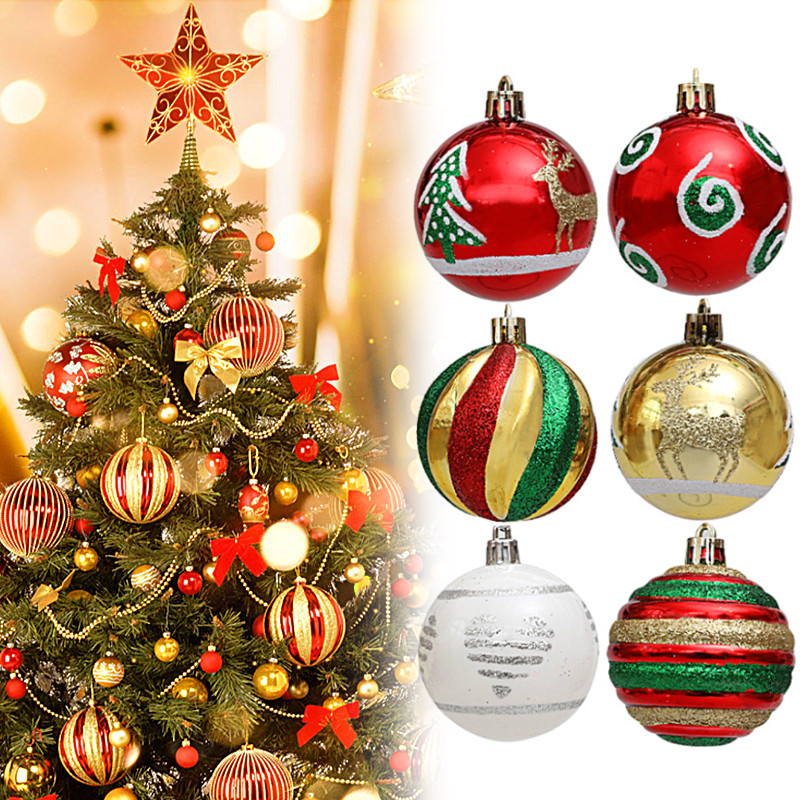 6 ชิ้นลูกบอลคริสต์มาส Xmas-tree แขวนเครื่องประดับตกแต่งบ้านงานแต่งงาน