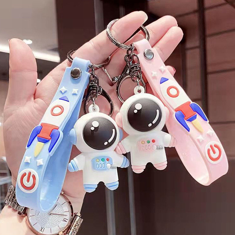 การ์ตูนตุ๊กตานักบินอวกาศพวงกุญแจคู่ซิลิโคนจี้ของขวัญสร้างสรรค์นักบินอวกาศกระเป๋าอุปกรณ์เสริม-CY