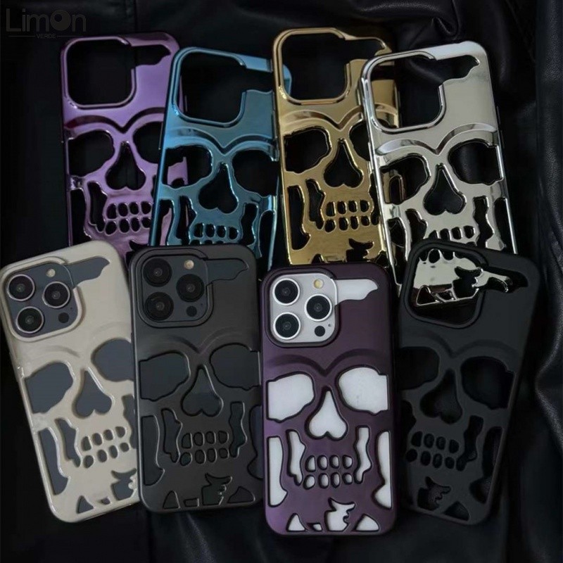Street Wear เคสโทรศัพท์หัวกะโหลกกลวงเหมาะสําหรับ Apple 15promax/iphone14/13/12/11pro เคสระบายความร้อนระดับพรีเมียม