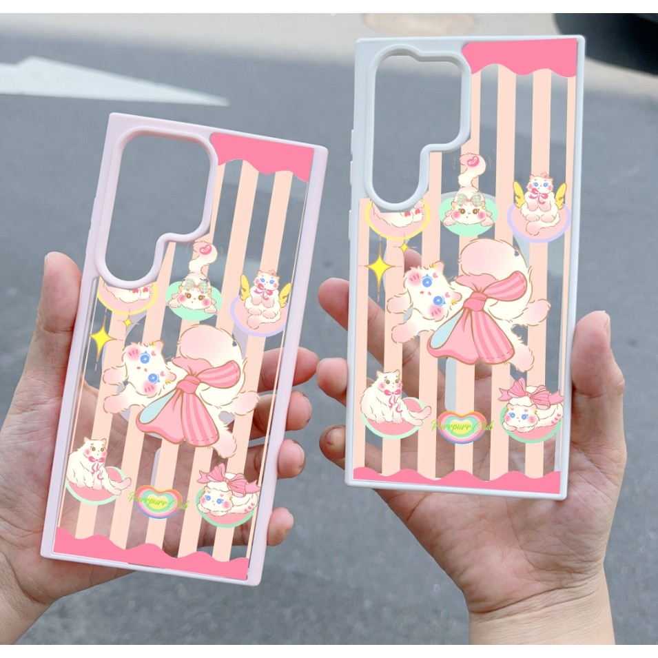 ลายแมวสําหรับ Samsung s22 s22plus ultra Case Girly S23 S23Plus s23fe s24 s24plus s24ultra Cover