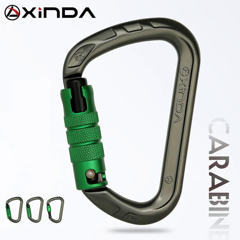 Xinda outdoor D-shape rock climbing  carabiner aluminum mountaineering Screw Auto safety buckle clim