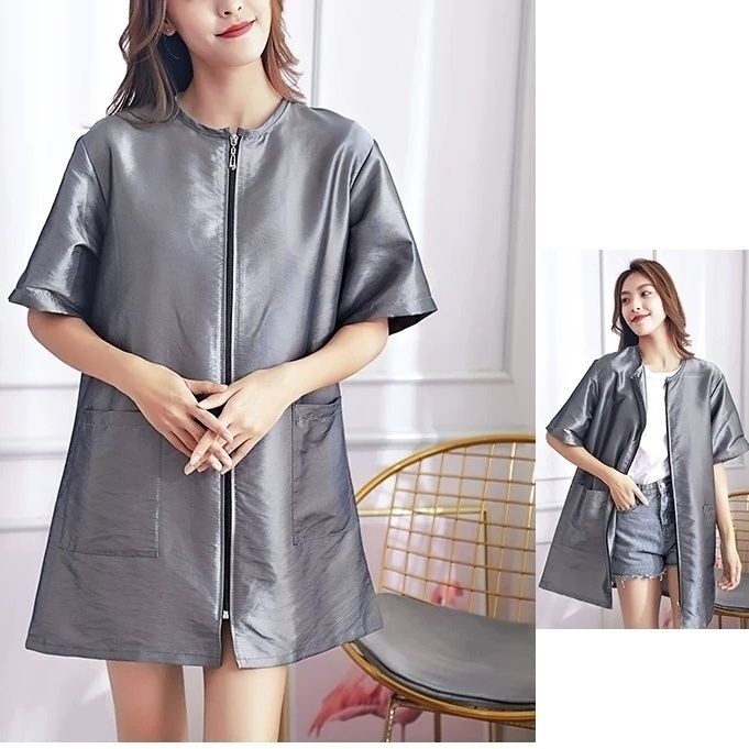 เสื้อคลุมผ้ากันเปื้อนร้านตัดผม แขนสั้น สําหรับช่างผู้ช่วย ผู้ช่วยตัดผม ขนาดกลาง 24.9.23