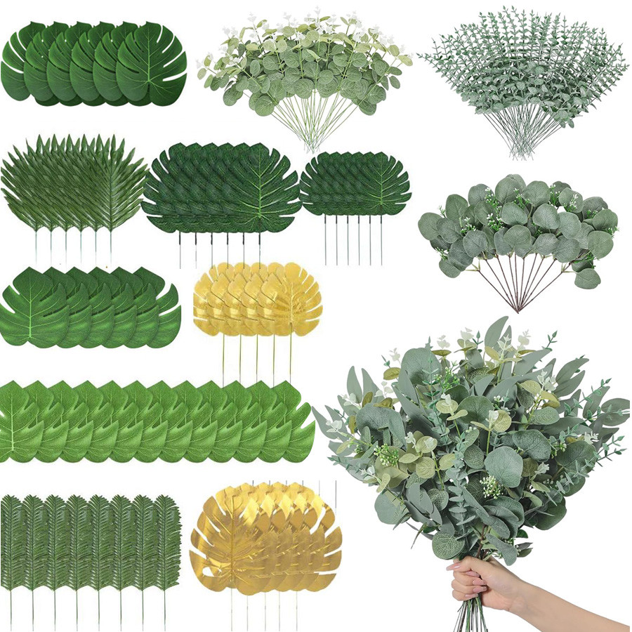 5 ชิ้นประดิษฐ์ leaf พืช Ornamen Tanaman Bulatan Bahan Plastik พืชใบปาล์มตกแต่ง Party Decor บ้านงานแต่งงานสวนปลอมใบ