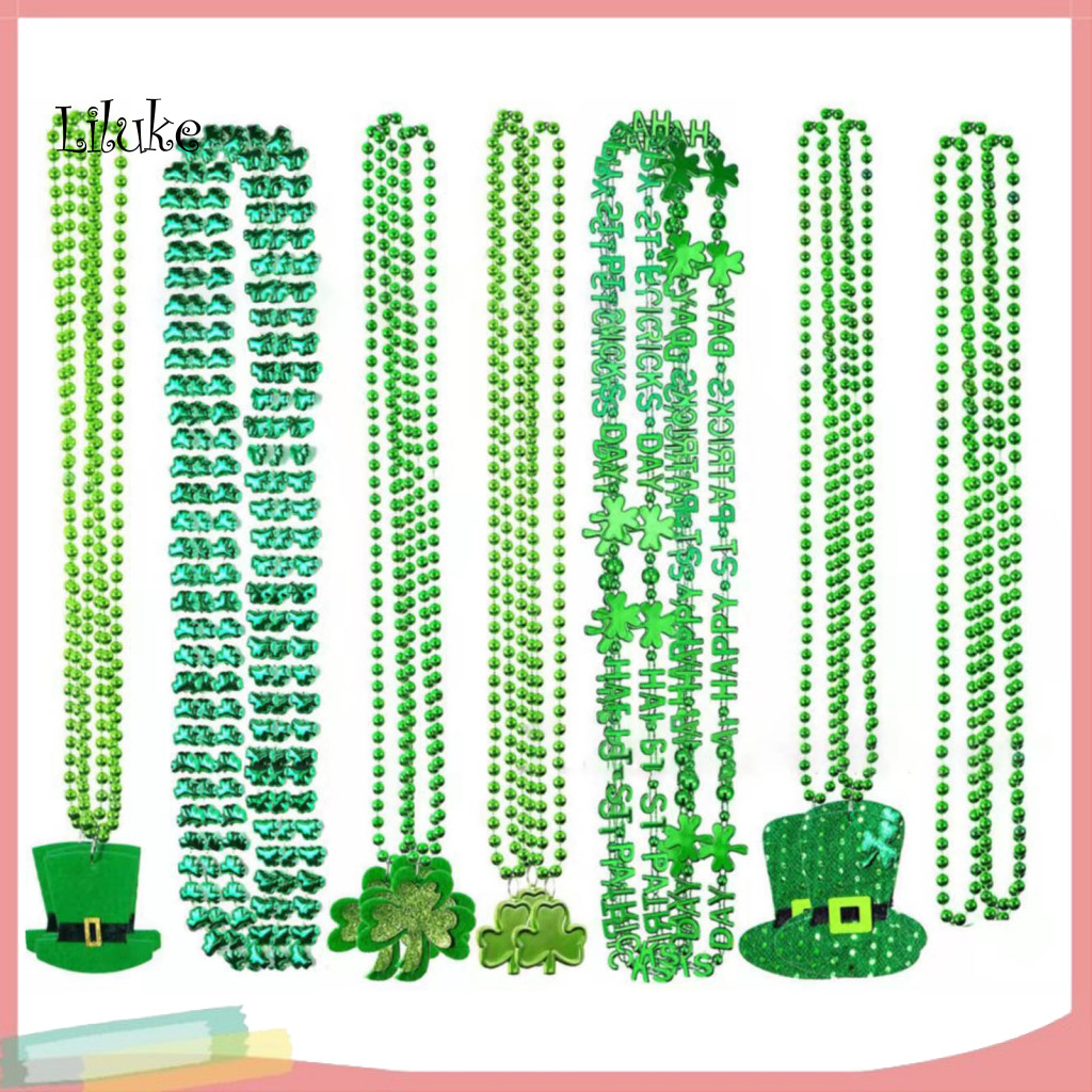 Lk ลูกปัด Shamrock ผู้ใหญ่สร้อยคอ Party Supplies Saint Patricks Day Clover ผู้ชายสร้อยคอรอบลูกปัด