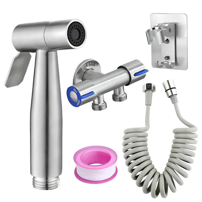304 Stainless Steel Spray Gun Shower Handheld Bidet Sprayer Set Handheld Toilet Bidet Faucet Sprayer