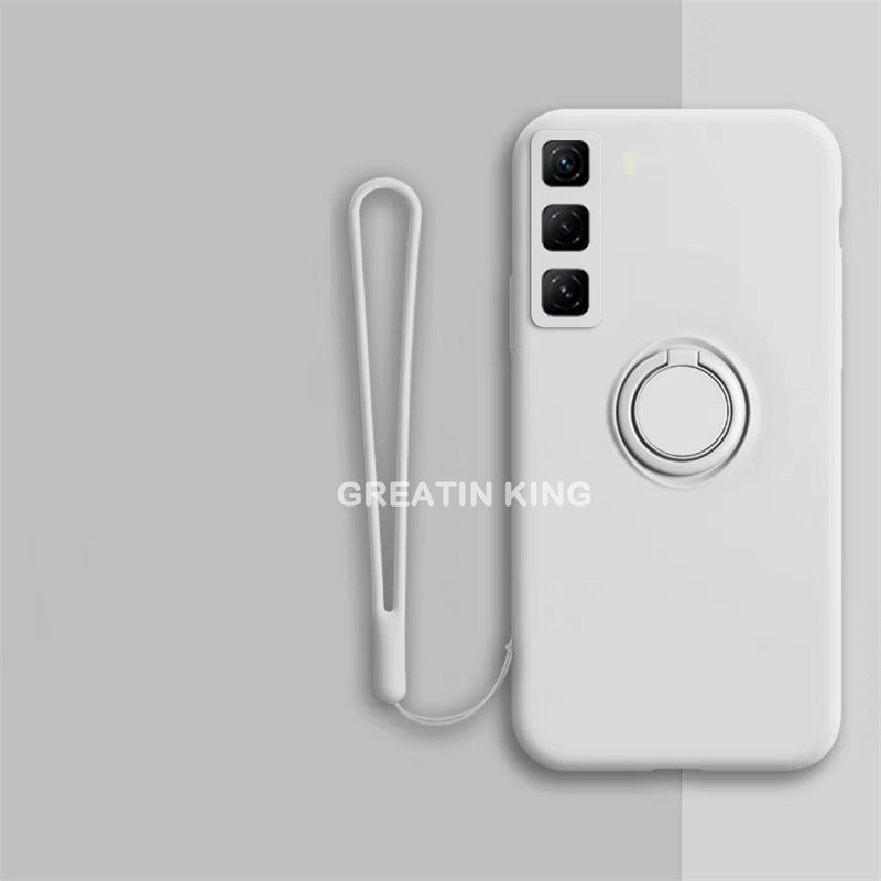 ปลอกสําหรับ Infinix Hot 50 Pro + X6880 Hot 50 Pro X6881 Hot 50 4G X6882 เคสโทรศัพท์ Soft TPU ป้องกันสีลูกกวาดสายรัดข้อมือซิลิโคน Lanyard และโลหะผู้ถือโทรศัพท์มือถือ