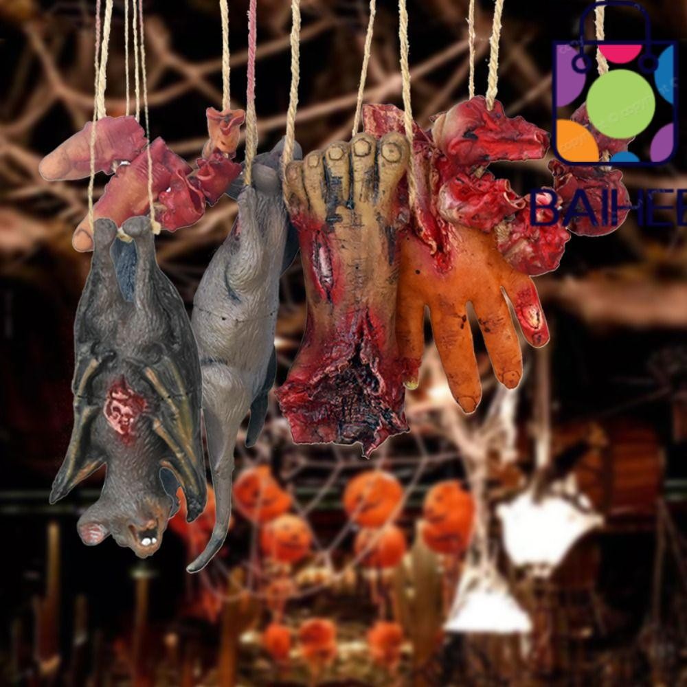 Baihee ฮาโลวีนสัตว์เครื่องประดับ, หมูเมาส์จําลองนิ้วมือ Eyeball, Bloody Araneid ค้างคาวประหลาดน่ากลัวตกแต่ง Haunted House Decor Bar