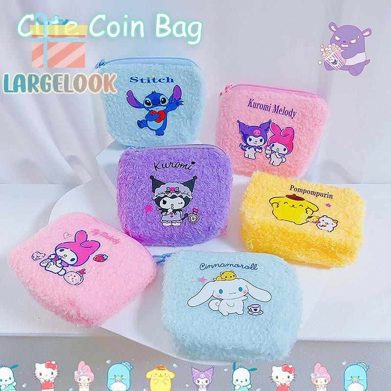[Largelook] การ์ตูนน่ารัก Sanrio Labubu Creative Lip Storage Bag ผ้าเช็ดปากกระเป๋าซิปแบบพกพา Plush Coin Wallet สําหรับกระเป๋าเด็กผู้หญิง [ใหม่]