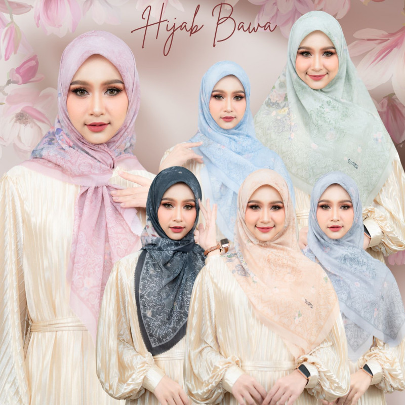 ผ้าคลุมบาวา ฮิญาบแบบสามเหลี่ยม พิมพ์ลายพรีเมี่ยม ผ้านิ่มสวมใส่ง่าย สีโทนอ่อนสุภาพ HM49วาริสมุสลิม