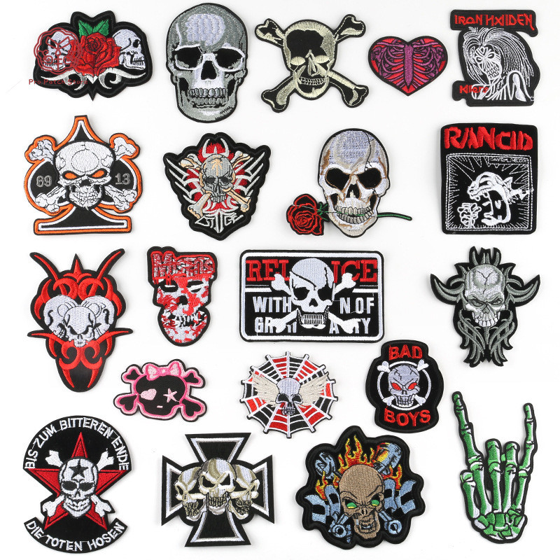 Pro Patch Store Punk Skull Ghost Head Series DIY เย็บปักถักร้อยแพทช์สําหรับสติกเกอร์เย็บปักถักร้อยแพทช์สําหรับเสื้อผ้าป้ายสติกเกอร์
