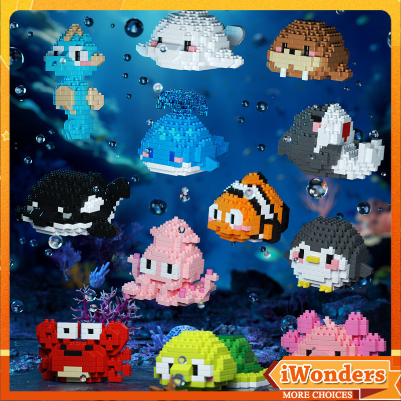 24ชม.การจัดส่ง-ชีวิตทางทะเล เต่าทะเล Beluga วาฬ Walruses Seahorses Octopuses ปริศนาประกอบอาคารบล็อกรุ่น DIY เพื่อนผู้ใหญ่ของเล่นเด็กของขวัญวันเกิด