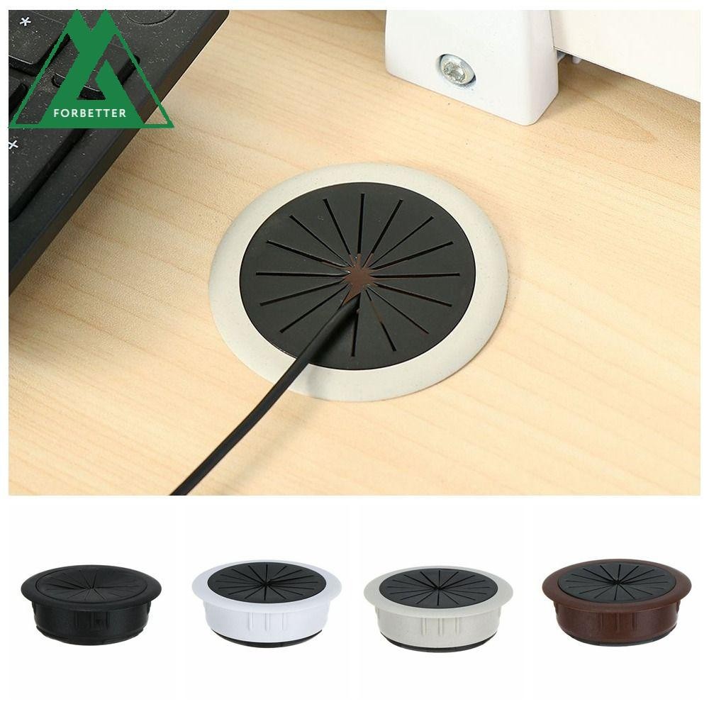 Forbetter ฝาครอบรูลวด Grommet, ฝาครอบรูสายเคเบิลพลาสติกกันฝุ่น, ตาราง Grommet 50/60 มม.รอบ Universal โต๊ะสายไฟ Grommet สํานักงาน