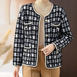 SuySuy พร้อมส่ง เสื้อคลุม แขนยาว คอกลม ลายสก๊อต กระเป๋าใช้งานได้จริง ผ้าไหมพรมนุ่มมาก แฟชั่นฤดูหนาว