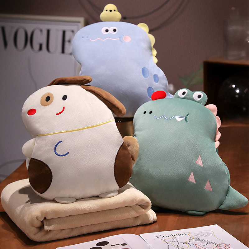 3 ใน 1 ตุ๊กตาของเล่นจระเข้สุนัขไดโนเสาร์หมอนเบาะผ้าห่มมืออบอุ่นตุ๊กตาของเล่นตุ๊กตาวันเกิดวาเลนไทน์ของขวัญวันหยุด