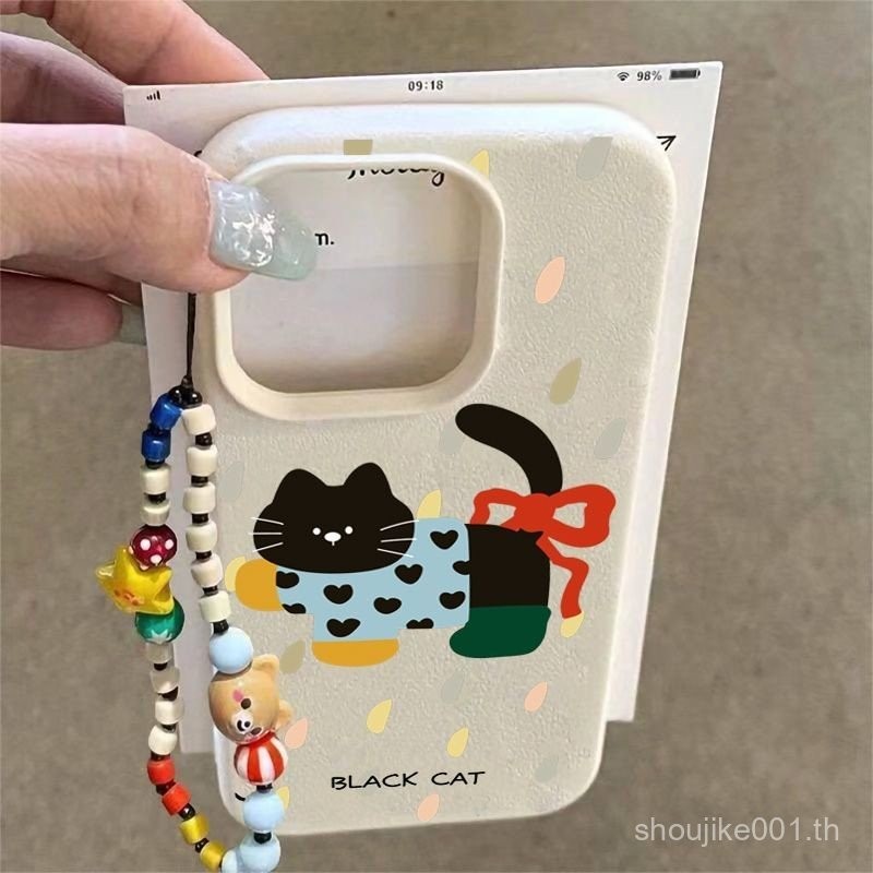 เสื้อสเวตเตอร์แมวดำสำหรับ iPhone 7ถึง iPhone 15 Pro Max-เคสโทรศัพท์ดีไซน์เรียบง่ายทันสมัยเข้ากันได้กับหลายรุ่น