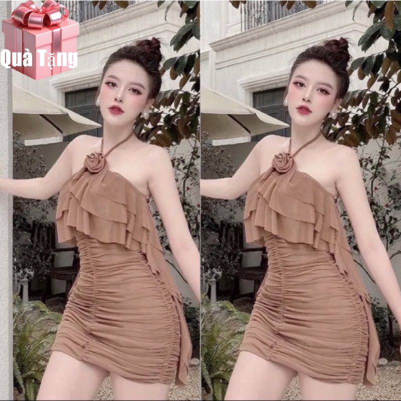 ชุดเดรสบอดี้คอนผู้หญิงผ้ายืดหยุ่นลายดอกไม้ FreeSize Feedback - Bao An Shop 2023