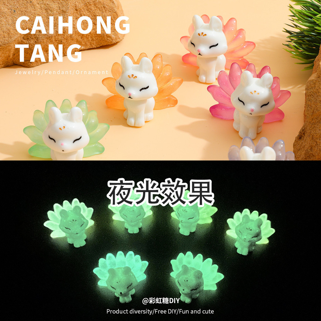 6 ชิ้นน่ารัก 3D Fox เรซิ่น Charms สําหรับ DIY 35.5*22.3*19.4 มม. (C-3)
