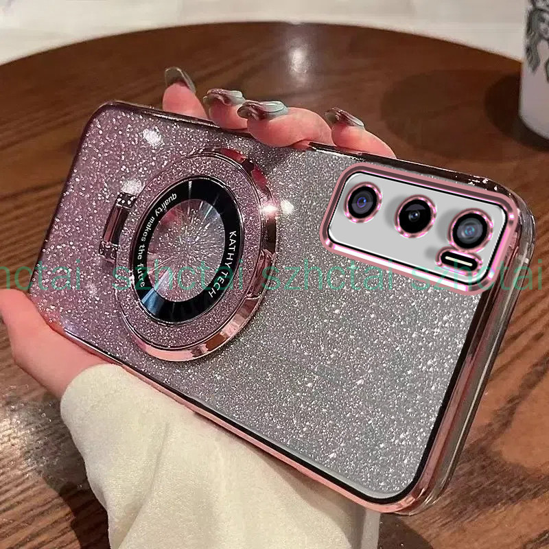 เคสโทรศัพท์ vivo V20 SE หรูหรา ชุบ แวววาว เคสโทรศัพท์โปร่งใสกันกระแทกพร้อมวงเล็บ เคส vivo V20 SE