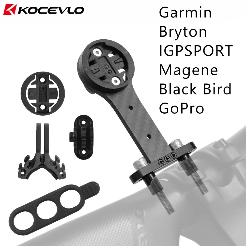 Kocevlo 3K คาร์บอนจักรยานคอมพิวเตอร์ Mount Bike Stem Extender Handlebar ไฟฉายผู้ถือขี่จักรยานกล้องสําหรับ Garmin