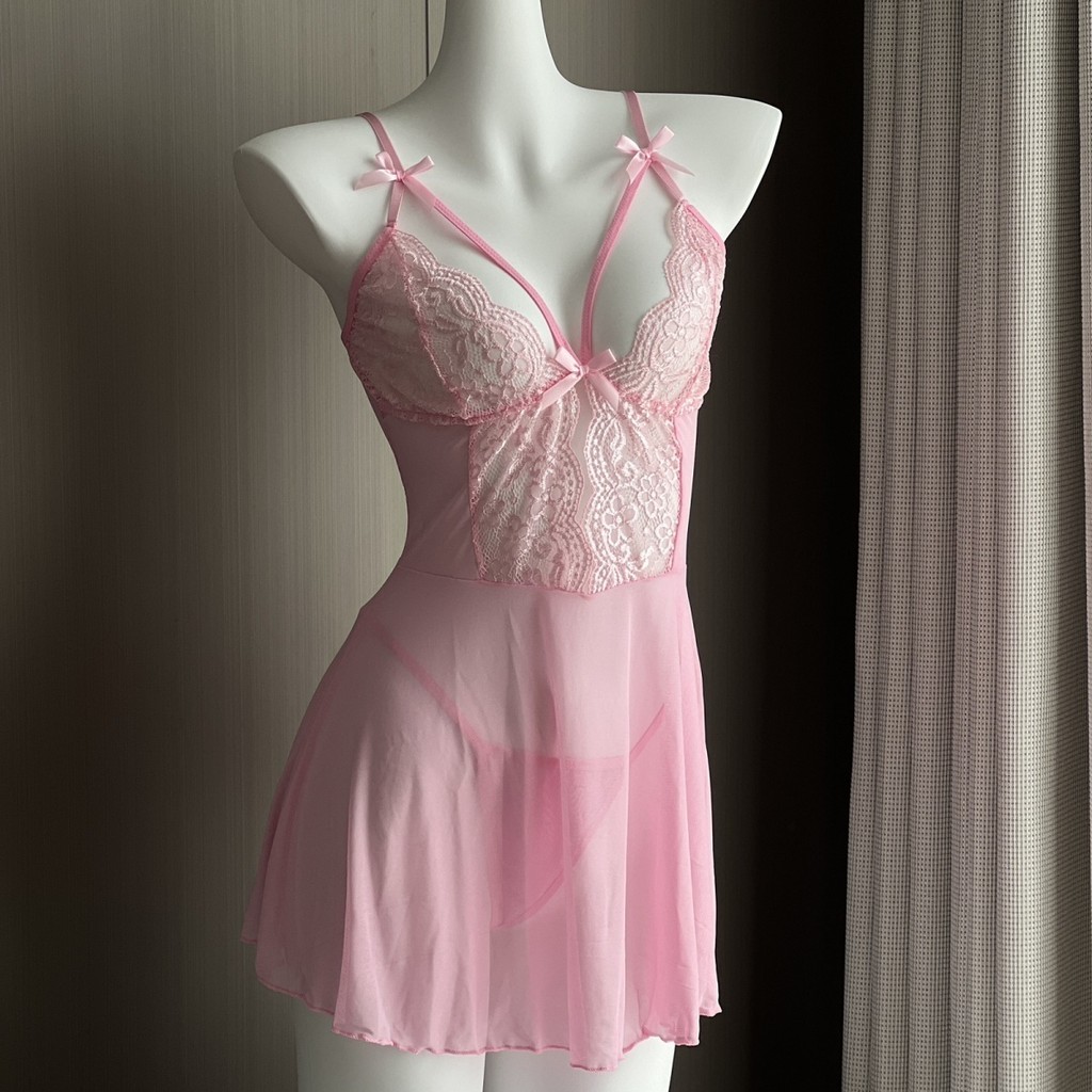 ผ้าไหมน้ําแข็งชุดนอนสลิงสไตล์ใหม่ลูกไม้ผู้หญิง Nightdress ประณีต Loungewear รุ่นคุณภาพสูง