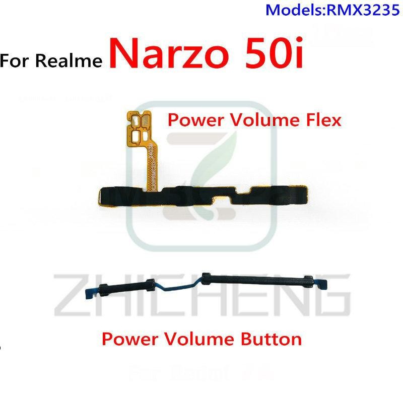 ปุ่มปรับระดับเสียงไฟ Flex สําหรับ Realme Narzo 50i Volume Power On Off ปุ่มด้านข้าง Flex Cable อะไหล่ทดแทน