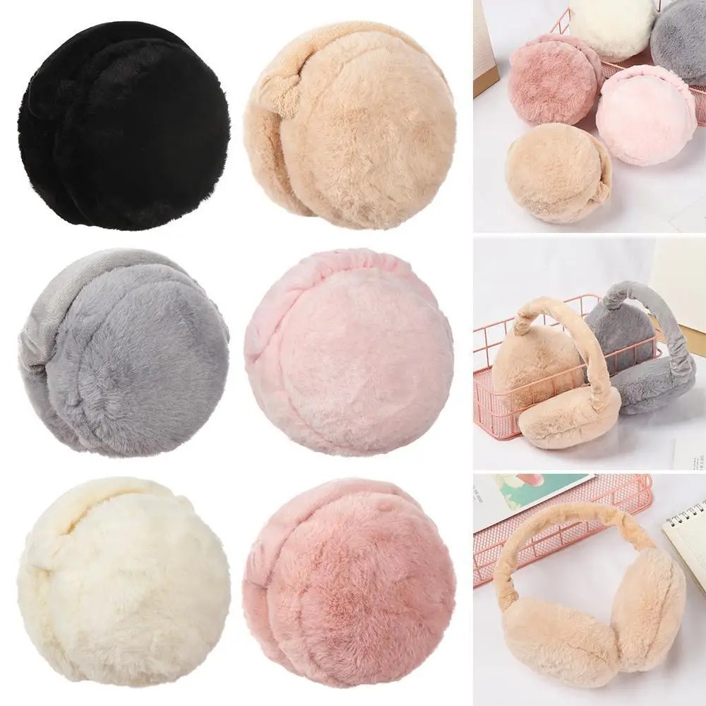 แฟชั่นฤดูใบไม้ร่วงฤดูหนาว Earmuffs ผู้หญิงผู้ชาย Warm Lovely Plush สีทึบหู Muffs ปรับพับได้