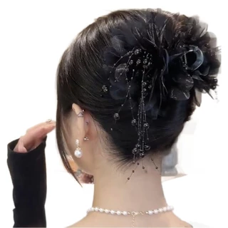 ใหม่ All-Match คลิปลูกปัด Peony ดอกไม้ Feather กิ๊บติดผม Shark Clip