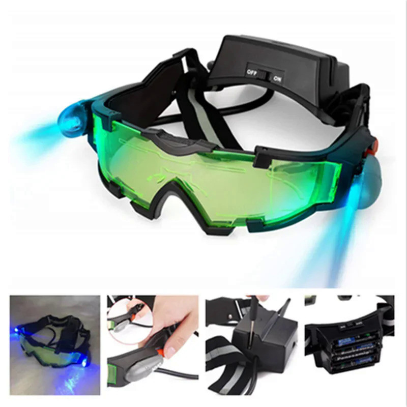 Adjustable LED Night Vision Glass Goggles Motorcycle Motorbike Racing Hunting Glasses Eyewear With F