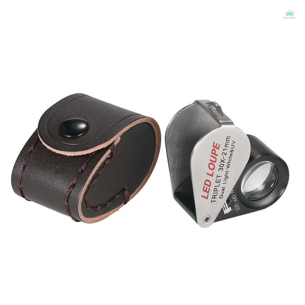 Yb1 แว่นขยาย30X Mini Multi-functional มือถือ LED Jeweler Loupe แบบพกพา 21 มม.6 Jeweler Loupe แว่นขยาย Triplet แว่นขยายในตัว 6 รูปไฟ LED วงกลม Ul