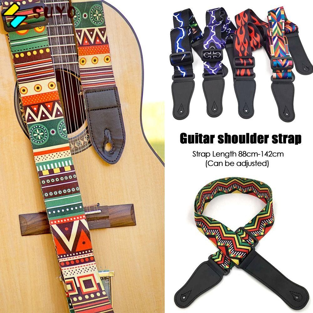 Suyo Ukulele Strap Sling With Hook สไตล์ชาติพันธุ์ไนลอนเข็มขัดปรับได้