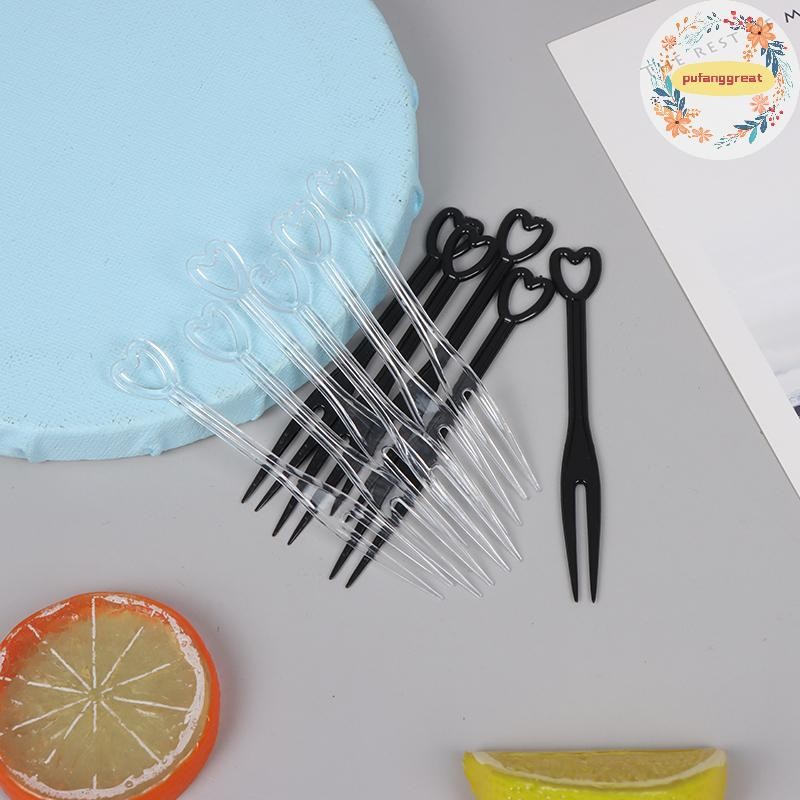 Pufanggreat 100 ชิ้น/ถุงส้อมผลไม้ส้อมพลาสติกใสบ้านรับประทานอาหารอาหารเค้กส้อมผลไม้ TH - รูปที่ 6