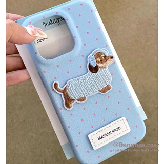 IPhone 17 16 15 14 13 12 11 Pro Max X Xr Xs Max เคสโทรศัพท์ 3D DIY สุนัขสีลูกกวาดจุดหนังนุ่มปกหลัง