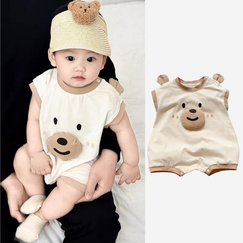 เสื้อผ้าเด็กฤดูร้อนแขนกุดromperเด็กทารกหญิงjumpsuitsเด็กการ์ตูนหมีbodysuits 0-2ปีทารกแรกเกิดเสื้อผ้า
