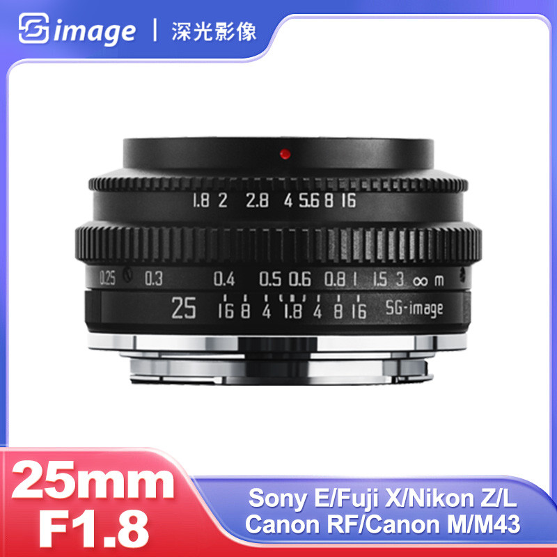 SG Image 25mm F1.8 MF รูรับแสงขนาดใหญ่คู่มือครึ่งกรอบเลนส์สําหรับ Sony E Nikon Z Canon RF Canon EOS 