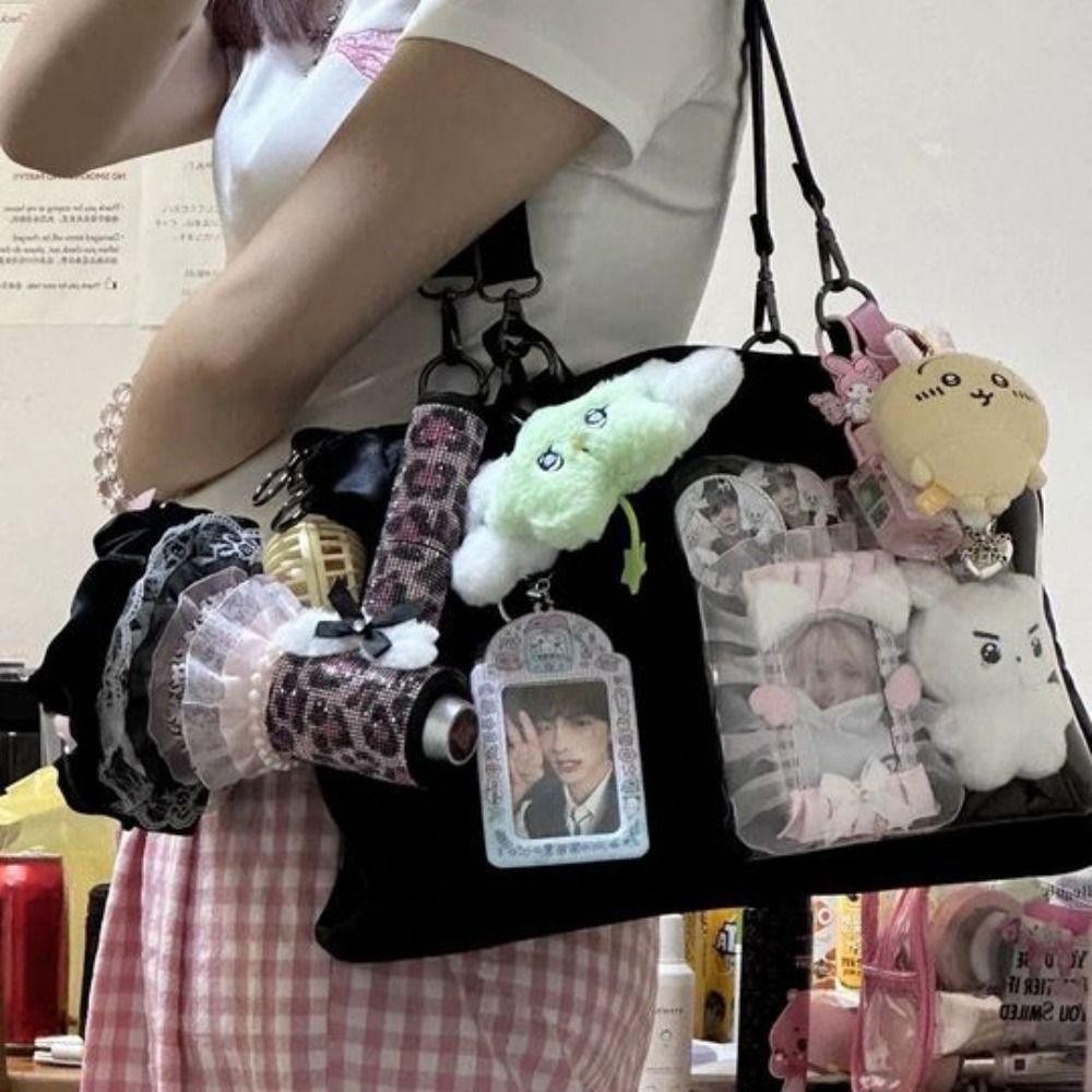 Homehaven กระเป๋าใส Itabag, Clear ความจุขนาดใหญ่ Commute Ita กระเป๋า, แฟชั่นไนลอน Creative DIY ตุ๊กตาไหล่กระเป๋า JK