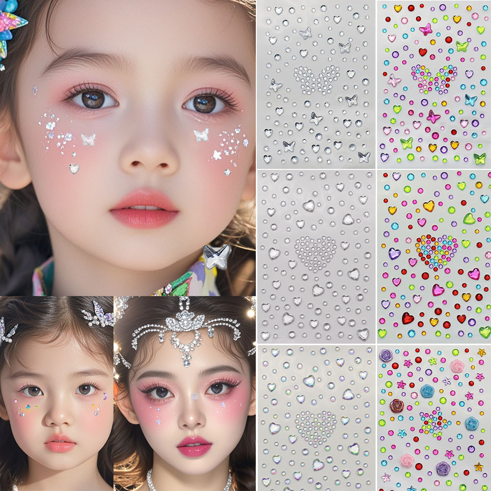 สติกเกอร์ พลอยเทียม ใบหน้า 3ง ใบหน้าผสมขนาดนางฟ้าความงามเพชรที่มีสีสัน