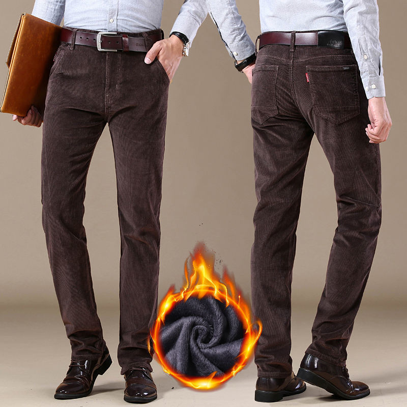 กางเกงวัยรุ่นยืดผ้าลูกฟูกทรงสลิมฟิตกางเกงพักผ่อนทุกคู่กางเกงผู้ชายฤดูหนาวกางเกงผ้าลูกฟูกหนาฤดูหนาวผู้ชาย