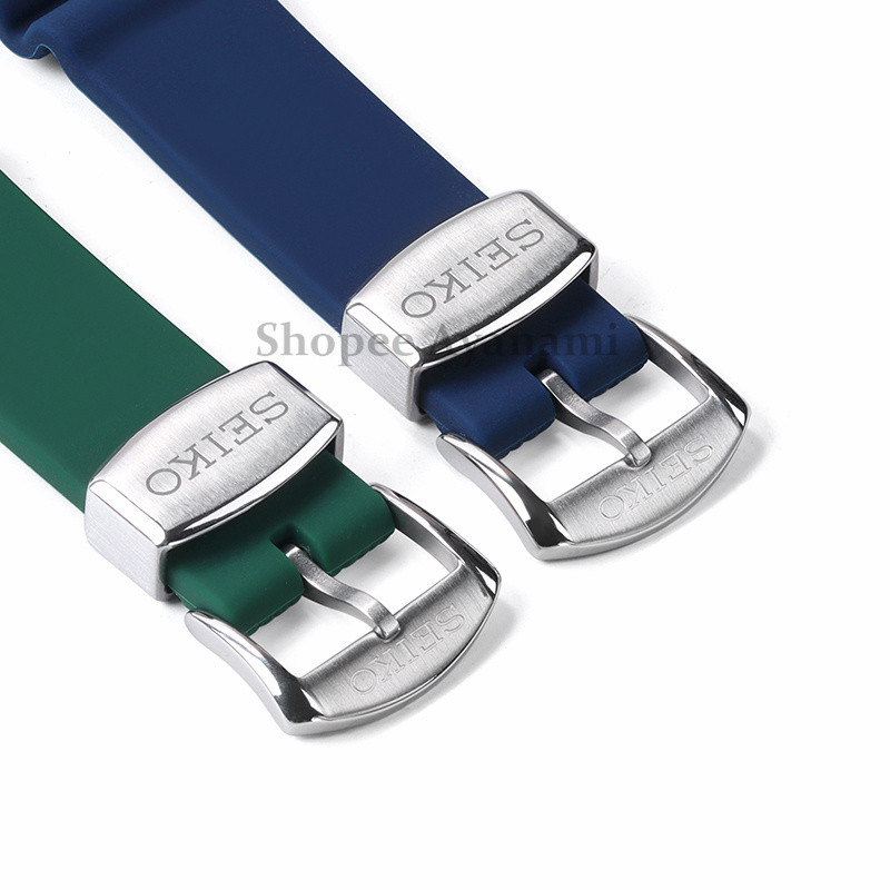 สายยางซิลิโคน 20 มม. 22 มม. สำหรับสาย Seiko สายคล้องข้อมืออ่อนนุ่มปล่อยอย่างรวดเร็วเปลี่ยนชายและหญิงพร้อมโลโก้