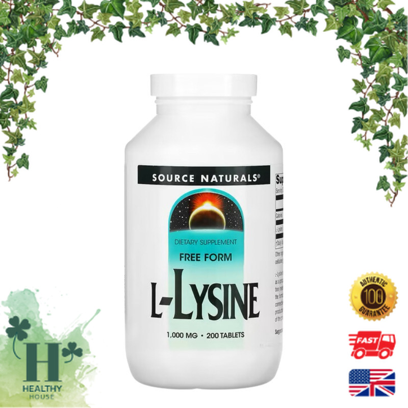 พร้อมส่ง Source Naturals L-lysine 1000 mg แอลไลซีน วิตามินบำรุงผิว 100 Tablets L lysine