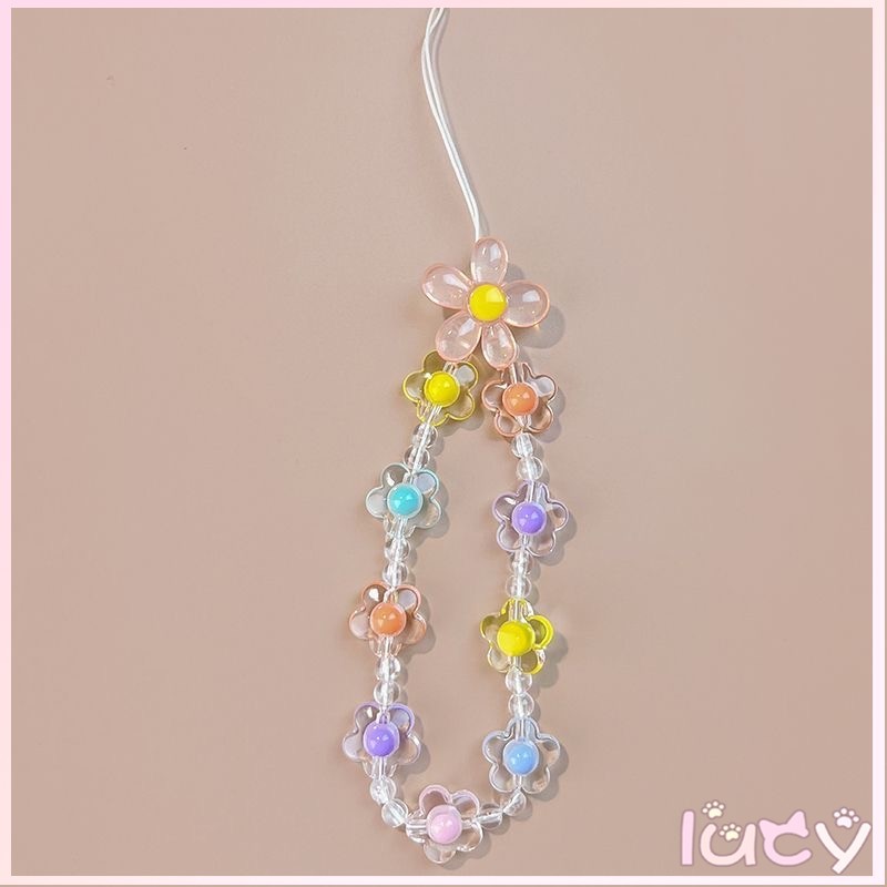 💖Lucy💖เคสโทรศัพท์ เชือกเส้นเล็ก สร้อยข้อมือ ลูกปัดสีสวย หลากสไตล์ หน้ายิ้ม ลูกปัดความรัก ใช้ได้กับสี iPhone