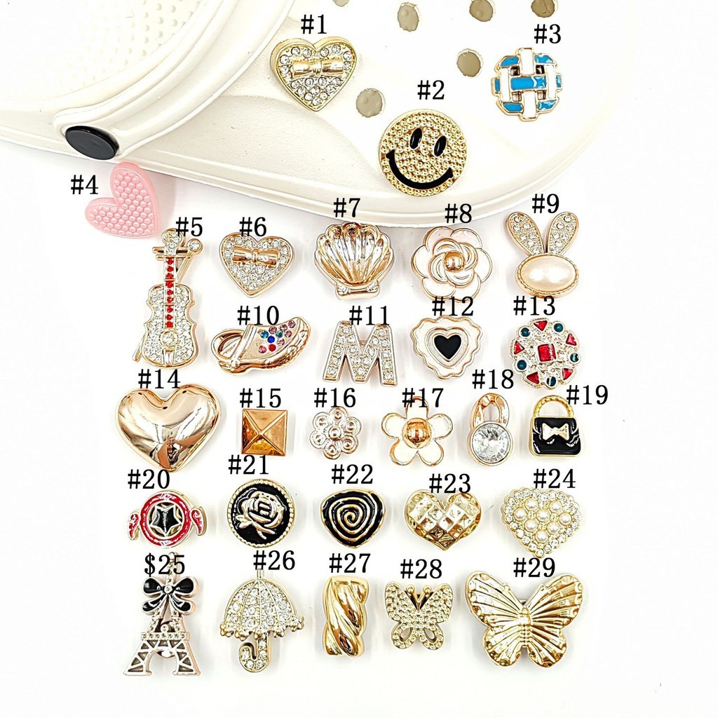 Usoq Jibbitz Croc การ์ตูนเครื่องประดับทองถ้ํารองเท้าหัวเข็มขัด DIY อุปกรณ์เสริม Croc Charm Jibbitz ปุ่ม