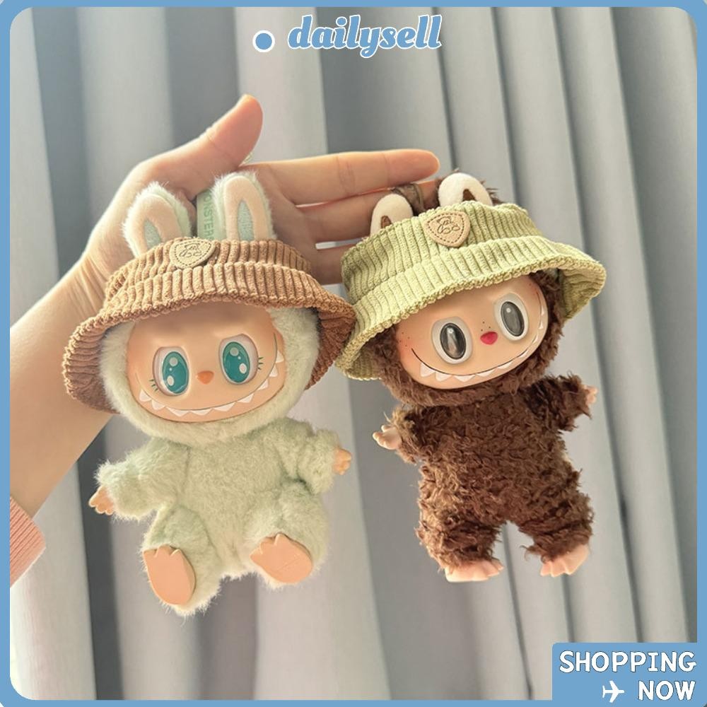 Daily Labubu เสื้อผ้าตุ๊กตา, รองเท้า Labubu Time To Chill Filled ตุ๊กตาอุปกรณ์เสริม, ผ้าฝ้ายทนทาน Handmade หมวกตุ๊กตาเสื้อผ้า 17 ซม. Labubu ตุ๊กตา