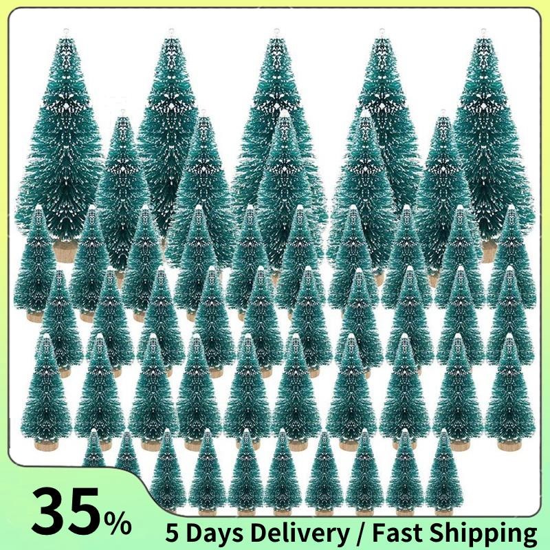 50 ชิ้น Miniature ประดิษฐ์ต้นคริสต์มาสขนาดเล็ก Snow Frost ต้นไม้ต้นสนคริสต์มาส DIY Party ตกแต่งงานฝีมือ