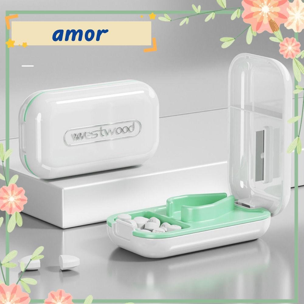 เครื่องตัดยา AMOR12, เครื่องแยกยา 2 In 1 แบบพกพา, ทนทานพร้อมกล่องเก็บของที่มองไม่เห็นกันฝุ่นเครื่องบดแท็บเล็ตขนาดเล็กหรือขนาดใหญ่ยา