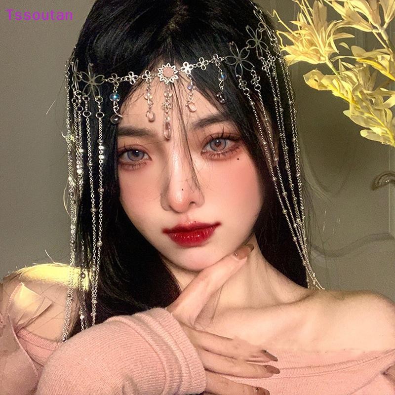 [TSST] เครื่องประดับผมวินเทจสไตล์จีนแฟชั่นโลหะผสมrhinestoneโซ่selเครื่องประดับheadwearตกแต่งheadpieceจีนhairpinเครื่องประดับผมtan