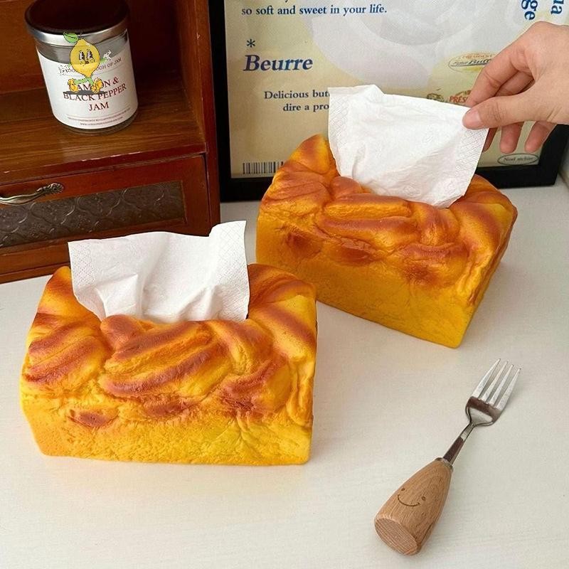 [mozh] 1ชิ้นสร้างสรรค์ตลกขนมปังกล่องกระดาษทิชชูประดิษฐ์ยืดหยุ่นเนยขนมปังปิ้งรูปร่างกล่องเก็บจําลองขนมปังออกแบบลิ้นชักผ้าเช็ดปากกล่อง [ไทย] - รูปที่ 2