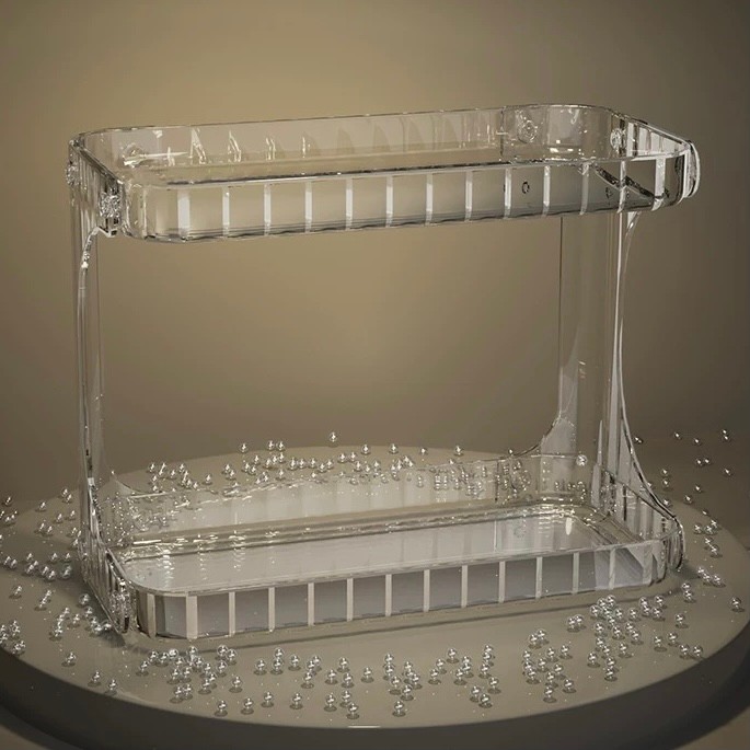 ชั้นเก็บเครื่องสำอางค์ในห้องน้ํา แบบสองชั้น จัดระเบียบอ่างล้างหน้าอย่างมีสไตล์ ATTCH - รูปที่ 4