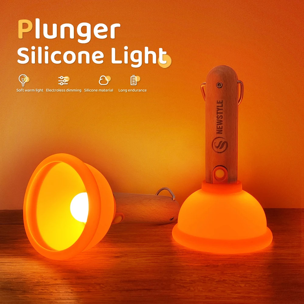 1ชิ้นตลก PlungerซิลิโคนNightlightสร้างสรรค์ของขวัญฮาโลวีนมินิห้องน้ําดูดNightlight USBชาร์จอายุการใช้งานแบตเตอรี่ยาวนาน