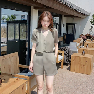 ชุดเซ็ตเกาหลี กางเกงหลวม ใส่แล้วดูสูง ลุคสบายๆ