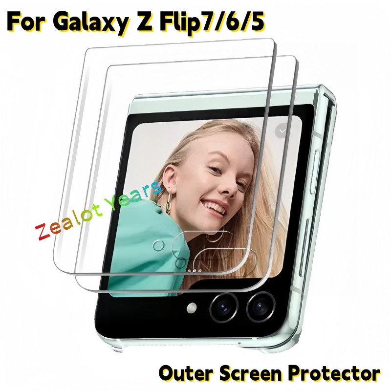 ฟิล์มกระจกนิรภัยคุณภาพสูงสําหรับ Samsung Galaxy Z Flip 7 6 5 Flip7 Flip6 Flip5 HD Clear ด้านนอกฟิล์มหน้าจอ